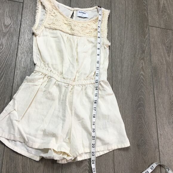 EUC Old Navy Sleeveless Crochet Romper Cream Girls M 8 - Picture 6 of 7